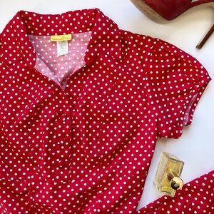 Vintage Polkadot Cap Sleeve Fit and Flare Dress